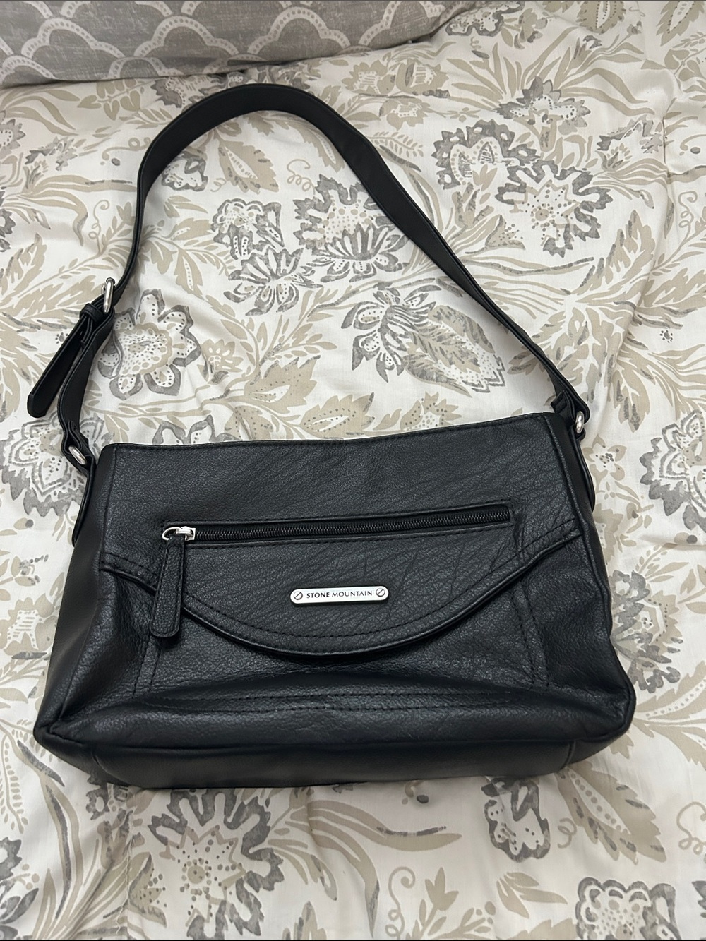 Stone Mountain Black Leather Shoulder Bag